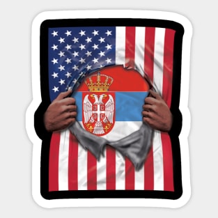 Serbia Flag American Flag Ripped - Gift for Serbian From Serbia Sticker